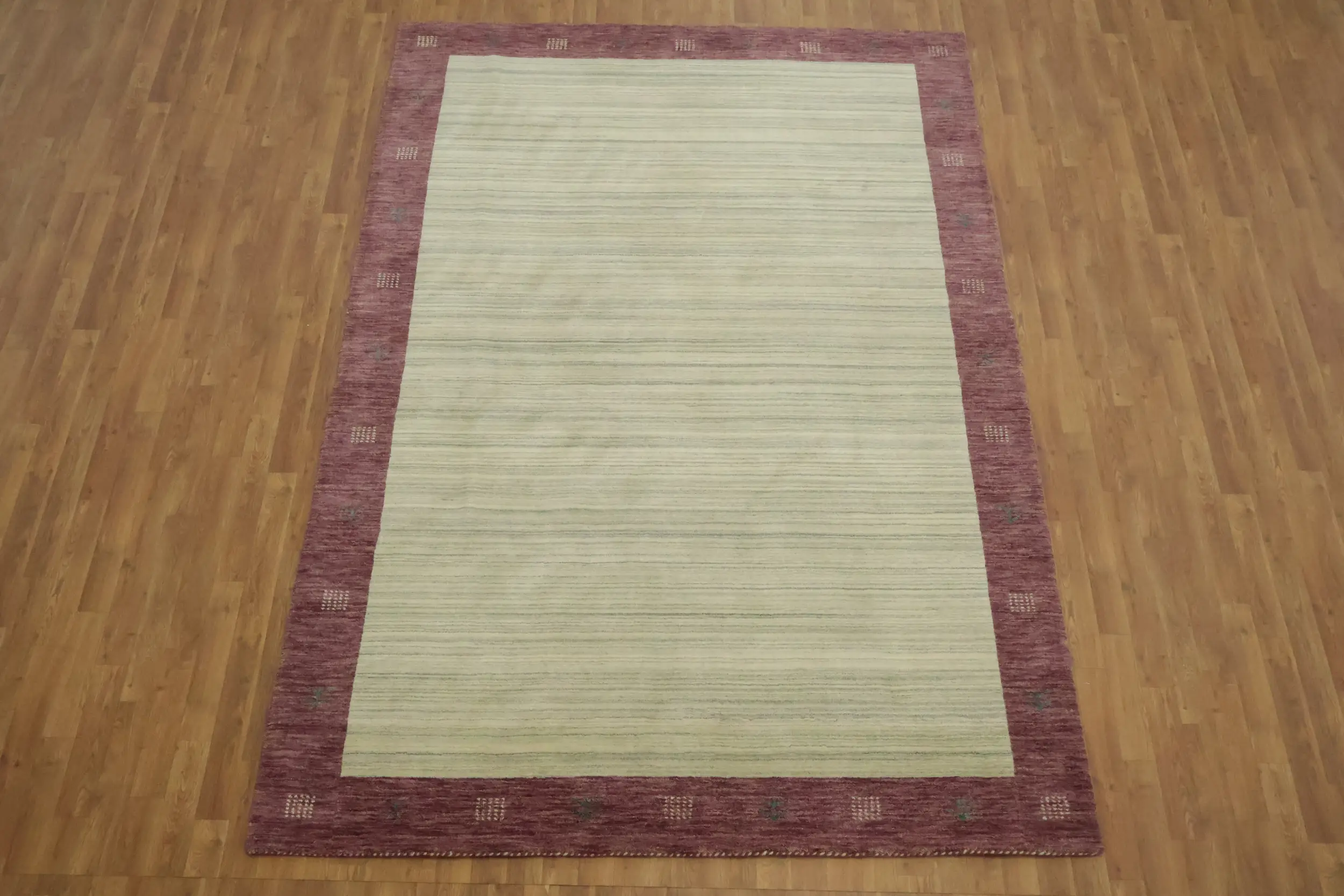 Hand-Knotted Burgundy & Beige Gabbeh Area Rug 7x10 | Rug Source