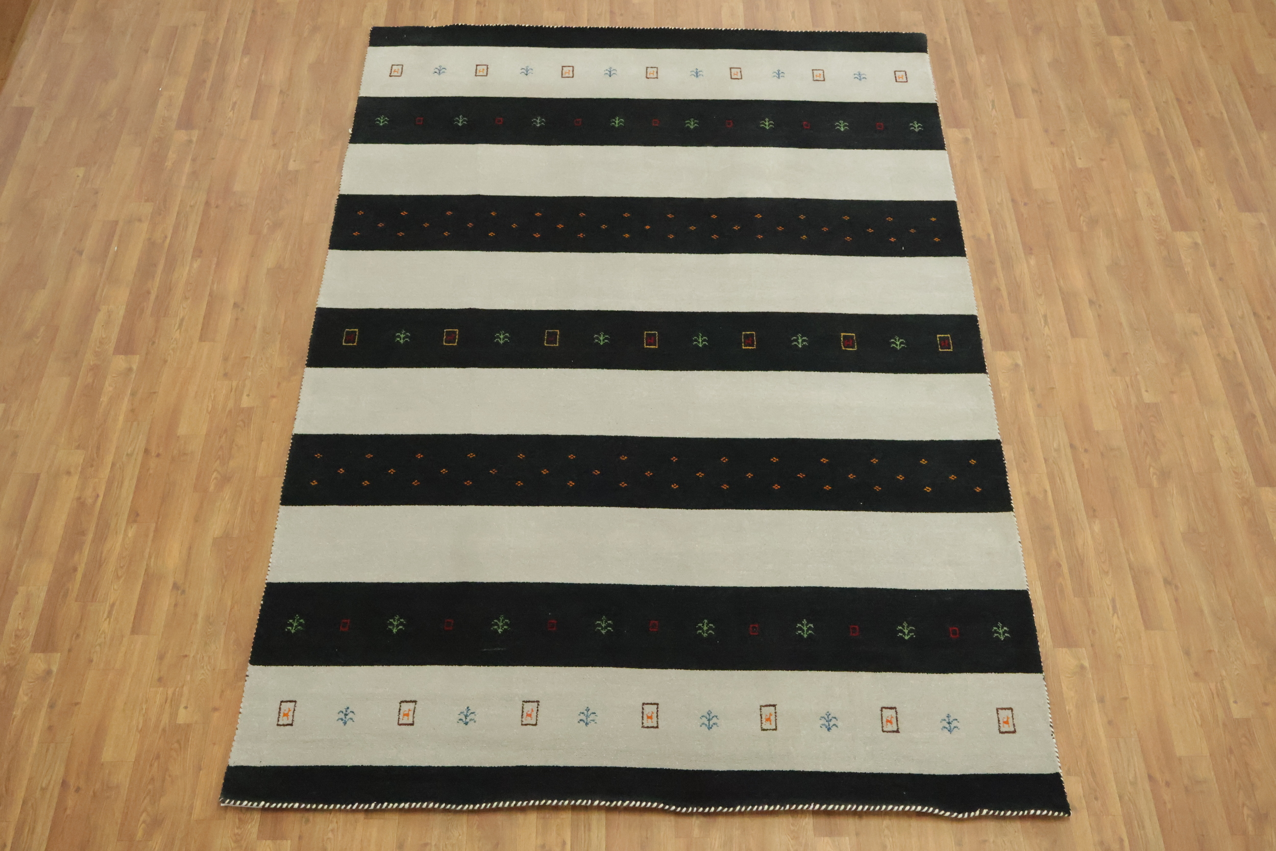 新品 tenbox original rug 10匣 ラグマット＋おまけ 7x10 Bold Horizontal Striped Gabbeh Area Rug | Rug Source